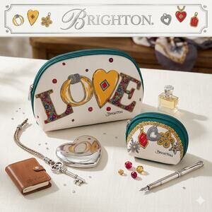 Brighton "Charmed Love" 2pc Cosmetic & Jewelry Pouch Set NWOT